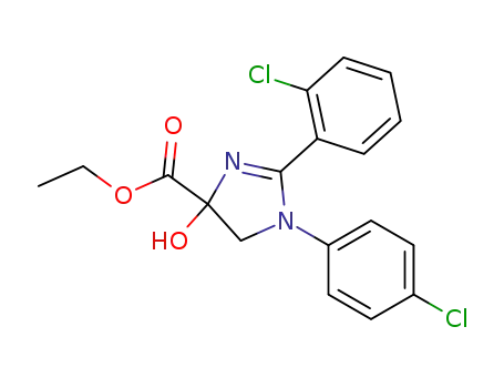 Molecular Structure of 784181-23-3 (1H-Imidazole-4-carboxylic acid,
2-(2-chlorophenyl)-1-(4-chlorophenyl)-4,5-dihydro-4-hydroxy-, ethyl ester)