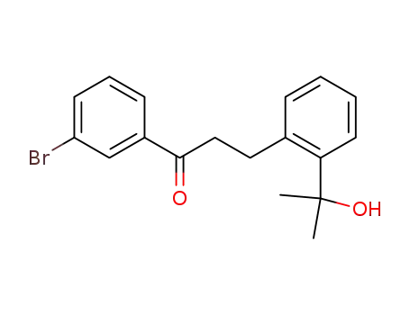 Molecular Structure of 762272-97-9 (1-(3-bromophenyl)-3-[2-(1-hydroxy-1-methylethyl)phenyl]propan-1-one)