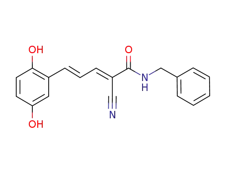 Molecular Structure of 878795-47-2 (2,4-Pentadienamide,
2-cyano-5-(2,5-dihydroxyphenyl)-N-(phenylmethyl)-, (2E,4E)-)