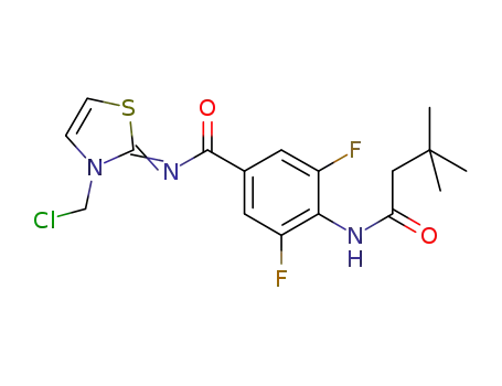 Molecular Structure of 913841-86-8 (N-[3-chloromethyl-3H-thiazol-2-(E/Z)ylidene]-4-(3,3-dimethylbutyrylamino)-3,5-difluorobenzamide)