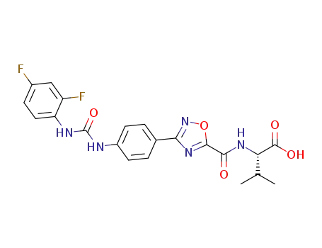 2-(3-(4-(3-(2,4-difluorophenyl)ureido)phenyl)-1,2,4-oxadiazole-5-carboxamido)-3-methylbutanoic acid