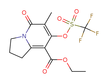 6-methyl 5-oxo-7-trifluoromethanesulfonyloxy-1,2,3,5-tetrahydro-indolizine-8-carboxylic acid ethyl ester