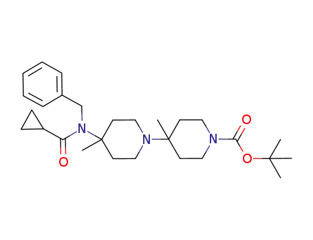 Molecular Structure of 902473-07-8 ([1,4'-Bipiperidine]-1'-carboxylic acid,
4-[(cyclopropylcarbonyl)(phenylmethyl)amino]-4,4'-dimethyl-,
1,1-dimethylethyl ester)