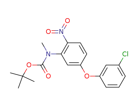 Molecular Structure of 1072002-99-3 (tert-butyl [5-(3-chlorophenoxy)-2-nitrophenyl]methylcarbamate)