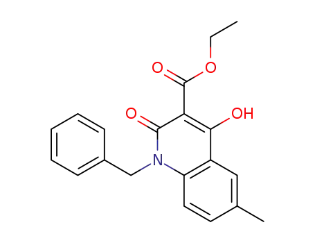 Molecular Structure of 141750-03-0 (3-Quinolinecarboxylic acid,
1,2-dihydro-4-hydroxy-6-methyl-2-oxo-1-(phenylmethyl)-, ethyl ester)