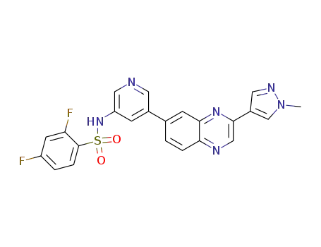 Molecular Structure of 1083323-05-0 (2,4-difluoro-N-{5-[3-(1-methyl-1H-pyrazol-4-yl)-6-quinoxalinyl]-3-pyridinyl}benzenesulfonamide)