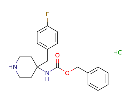Molecular Structure of 1091681-80-9 ([4-(4-fluoro-benzyl)-piperidin-4-yl]-carbamic acid benzyl ester hydrochloride)