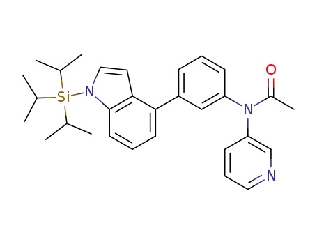 Molecular Structure of 915411-45-9 (Acetamide,
N-3-pyridinyl-N-[3-[1-[tris(1-methylethyl)silyl]-1H-indol-4-yl]phenyl]-)