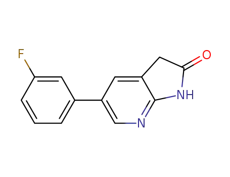 Molecular Structure of 611204-90-1 (5-(3-fluorophenyl)-1H-pyrrolo[2,3-b]pyridin-2(3H)-one)