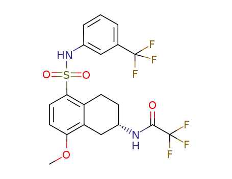 Molecular Structure of 916222-69-0 (2,2,2-trifluoro-N-[(2S)-8-methoxy-5-({[3-(trifluoromethyl)phenyl]amino}sulfonyl)-1,2,3,4-tetrahydronaphthalen-2-yl]acetamide)