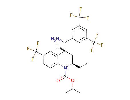 Molecular Structure of 880545-74-4 (1(2H)-Quinolinecarboxylic acid,
4-[(S)-amino[3,5-bis(trifluoromethyl)phenyl]methyl]-2-ethyl-3,4-dihydro-6
-(trifluoromethyl)-, 1-methylethyl ester, (2R,4R)-)
