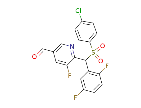 Molecular Structure of 820222-55-7 (3-Pyridinecarboxaldehyde,
6-[[(4-chlorophenyl)sulfonyl](2,5-difluorophenyl)methyl]-5-fluoro-)