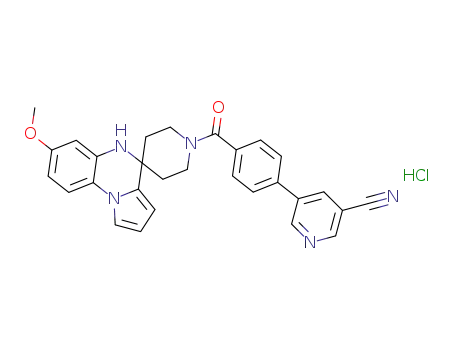 5-(4-(7'-methoxy-5'H-spiro[piperidine-4,4'-pyrrolo[1,2-a]quinoxaline]-1-ylcarbonyl)phenyl)nicotinonitrile hydrochloride