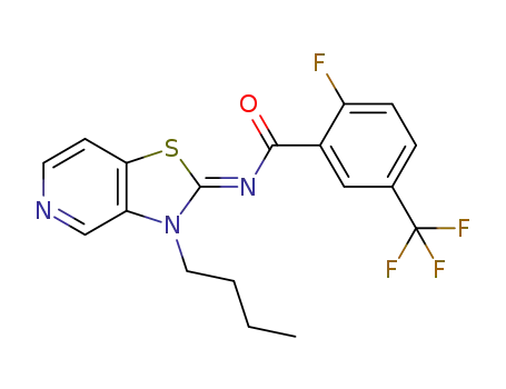 Molecular Structure of 1231955-35-3 (N-[(2Z)-3-butyl[1,3]thiazolo[4,5-c]pyridin-2(3H)-ylidene]-2-fluoro-5-(trifluoromethyl)benzamide)