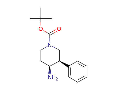 Molecular Structure of 880135-38-6 (1-Piperidinecarboxylic acid, 4-amino-3-phenyl-, 1,1-dimethylethyl ester,
(3R,4S)-)