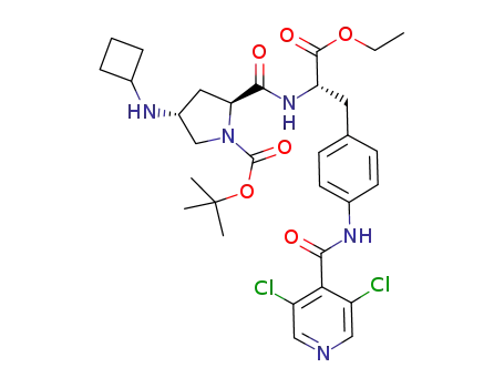 N-[N-Boc-4(R)-cyclobutylamino-(L)-prolyl]-4-[(3',5'-dichloroisonicotinoyl)amino]-(L)-phenylalanine ethyl ester