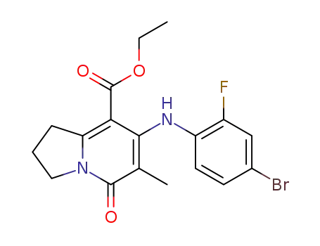 7-(4-bromo-2-fluoro-phenylamino)-6-methyl-5-oxo-1,2,3,5-tetrahydro-indolizine-8-carboxylic acid ethyl ester