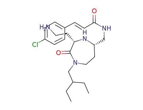 Molecular Structure of 1185652-50-9 ((E)-N-(((3S,5S)-3-(2-aminoethyl)-1-(2-ethylbutyl)-2-oxo-1,4-diazepan-5-yl)methyl)-3-(4-chlorophenyl)acrylamide)