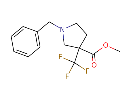 Molecular Structure of 874218-15-2 (3-Pyrrolidinecarboxylic acid, 1-(phenylmethyl)-3-(trifluoromethyl)-,
methyl ester)
