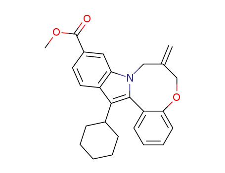 Molecular Structure of 886042-33-7 (methyl 14-cyclohexyl-7-methylene-7,8-dihydro-6H-indolo[1,2-e][1,5]benzoxazocine-11-carboxylate)