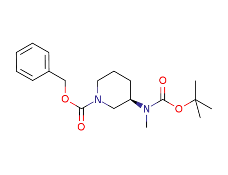 Molecular Structure of 1124199-23-0 ((R)-benzyl 3-(tert-butoxycarbonyl(methyl)amino)piperidine-1-carboxylate)