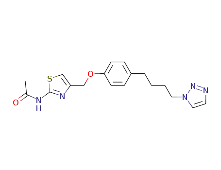 Molecular Structure of 887612-84-2 (Acetamide,
N-[4-[[4-[4-(1H-1,2,3-triazol-1-yl)butyl]phenoxy]methyl]-2-thiazolyl]-)