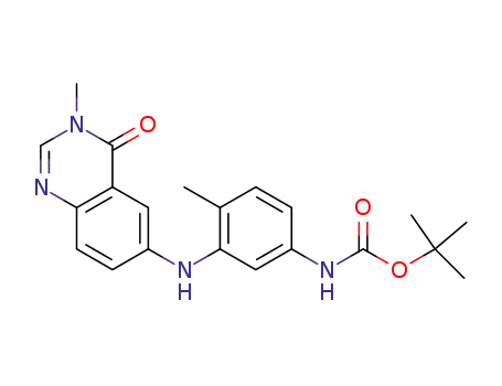 Molecular Structure of 878745-39-2 (6-(5-(BOC-AMINO)-2-METHYLPHENYLAMINO)-3-METHYL-4-OXO-3,4-DIHYDROQUINAZOLINE)
