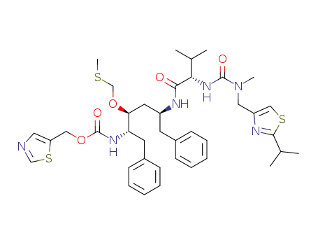 Molecular Structure of 875435-42-0 (N<sub>1</sub>-((1S,3S,4S)-1-benzyl-3-[(methylthio)methoxy]-5-phenyl-4-{[(1,3-thiazol-5-ylmethoxy)carbonyl]amino}pentyl)-N<sub>2</sub>-{[[(2-isopropyl-1,3-thiazol-4-yl)methyl](methyl)amino]carbonyl}-L-valinamide)