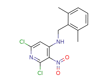 Molecular Structure of 875769-60-1 (4-Pyridinamine, 2,6-dichloro-N-[(2,6-dimethylphenyl)methyl]-3-nitro-)