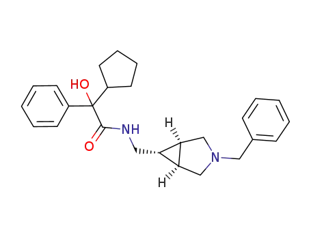 Molecular Structure of 646035-40-7 ((1α,5α,6α)-N-[3-benzyl-3-azabicyclo[3.1.0]hexyl-6-(aminomethyl)-yl]-2-hydroxy-2-cyclopentyl-2-phenyl acetamide)
