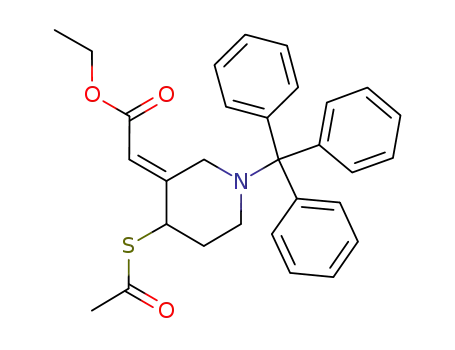 Acetic acid, 2-[4-(acetylthio)-1-(triphenylmethyl)-3-piperidinylidene]-,
ethyl ester, (2E)-