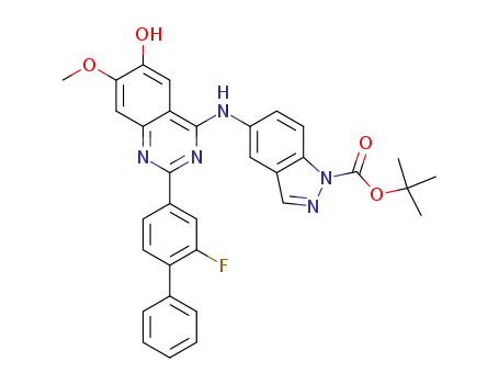 tert-butyl 5-(2-(3-fluoro-4-(phenyl)phenyl)-6-hydroxy-7-methoxyquinazolin-4-ylamino)-1H-indazole-1-carboxylate