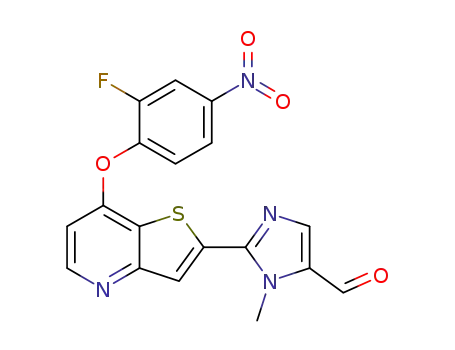 Molecular Structure of 1127329-22-9 (2-(7-(2-fluoro-4-nitrophenoxy)thieno[3,2-b]pyridin-2-yl)-1-methyl-1H-imidazole-5-carbaldehyde)