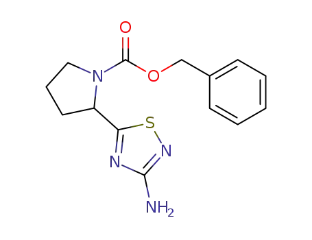 Molecular Structure of 888314-31-6 (1-Pyrrolidinecarboxylicacid, 2-(3-amino-1,2,4-thiadiazol-5-yl)-, phenylmethyl ester)