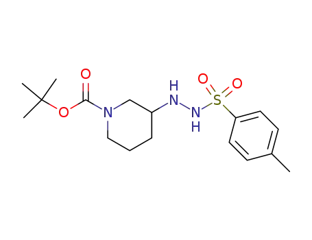 Molecular Structure of 396730-47-5 (1-Piperidinecarboxylic acid, 3-[2-[(4-methylphenyl)sulfonyl]hydrazino]-,
1,1-dimethylethyl ester)