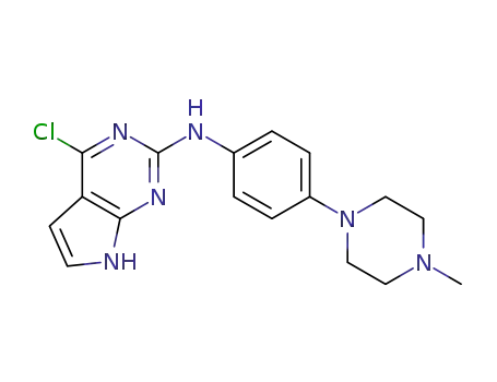Molecular Structure of 1142946-17-5 (7H-Pyrrolo[2,3-d]pyrimidin-2-amine, 4-chloro-N-[4-(4-methyl-1-piperazinyl)phenyl]-)