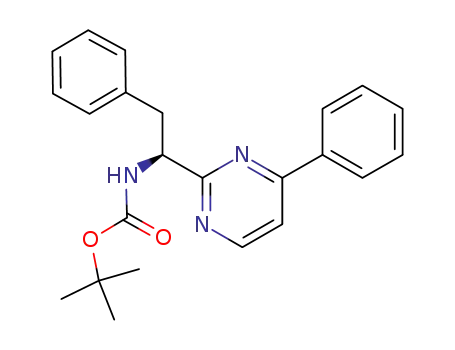 Molecular Structure of 872459-80-8 ([(S)-2-phenyl-1-(4-phenyl-pyrimidin-2-yl)-ethyl]-carbamic acid tert-butyl ester)