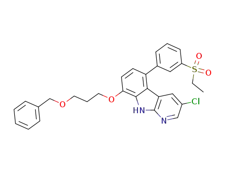 Molecular Structure of 1020206-24-9 (8-(3-(benzyloxy)propoxy)-3-chloro-5-(3-(ethylsulfonyl)phenyl)-9H-pyrido[2,3-b]indole)
