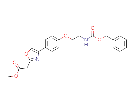 Molecular Structure of 595544-51-7 (2-Oxazoleacetic acid,
4-[4-[2-[[(phenylmethoxy)carbonyl]amino]ethoxy]phenyl]-, methyl ester)