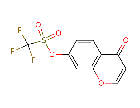 Molecular Structure of 151895-74-8 (Methanesulfonic acid, 1,1,1-trifluoro-, 4-oxo-4H-1-benzopyran-7-yl ester)