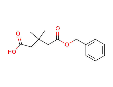 Molecular Structure of 90393-31-0 (Pentanedioic acid, 3,3-dimethyl-, mono(phenylmethyl) ester)