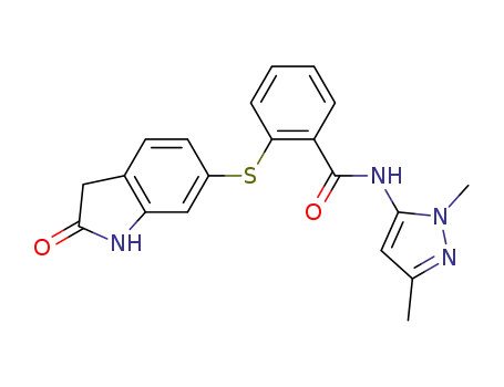 N-(2,5-Dimethyl-2H-pyrazol-3-yl)-2-(2-oxo-2,3-dihydro-1H-indol-6-ylsulfanyl)-benzamide