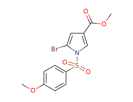 Molecular Structure of 881673-70-7 (1H-Pyrrole-3-carboxylic acid, 5-bromo-1-[(4-methoxyphenyl)sulfonyl]-,
methyl ester)