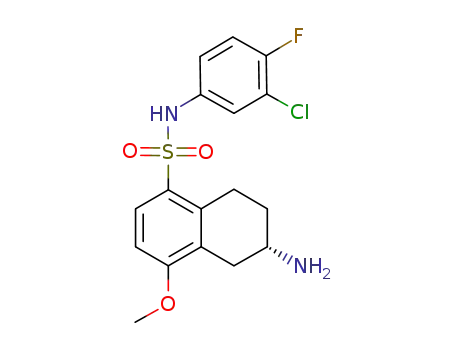 Molecular Structure of 916222-33-8 ((6S)-6-amino-N-(3-chloro-4-fluorophenyl)-4-methoxy-5,6,7,8-tetrahydronaphthalene-1-sulfonamide)