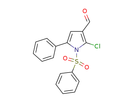 Molecular Structure of 881676-18-2 (1H-Pyrrole-3-carboxaldehyde, 2-chloro-5-phenyl-1-(phenylsulfonyl)-)