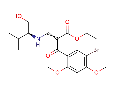 Molecular Structure of 1171823-92-9 ((S)-ethyl 3-(1-hydroxy-3-methylbutan-2-ylamino)-2-(5-bromo-2,4-dimethoxybenzoyl)acrylate)