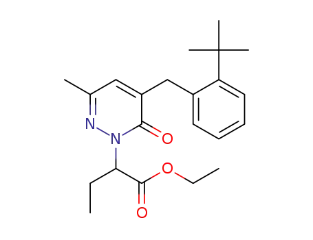 Molecular Structure of 1025154-60-2 (2-[5-(2-tert-butyl-benzyl)-3-methyl-6-oxo-6H-pyridazin-1-yl]-butyric acid ethyl ester)