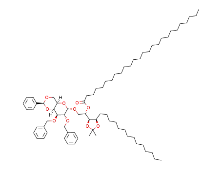 Molecular Structure of 1215176-87-6 ((2S,3R,4R)-2-hexacosanoyloxy-3,4-O-isopropylideneoctadecyl-2,3-di-O-benzyl-4,6-O-benzylidene-α-D-galactopyranoside)
