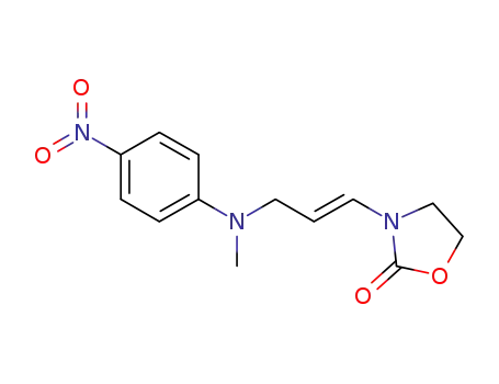 Molecular Structure of 1235581-17-5 ((E)-3-(3-(methyl(4-nitrophenyl)amino)prop-1-en-1-yl)oxazolidin-2-one)