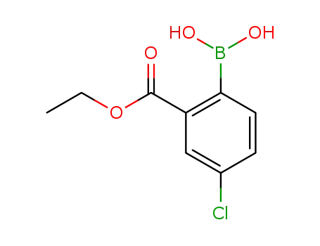Molecular Structure of 850568-61-5 ((4-CHLORO-2-ETHOXYCARBONYL)BENZENEBORONIC ACID)